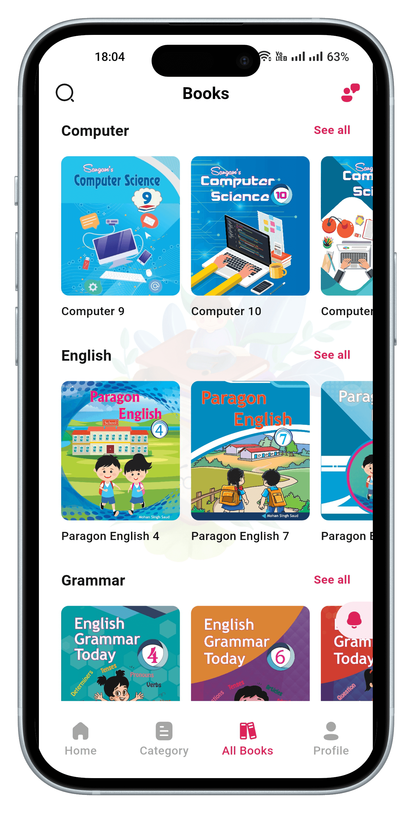Sangambooks App Mockup